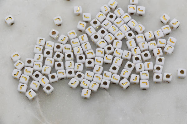 4.8mm Gold Square Letter Beads for Personalized Name Bracelets, Single Letter Beads A-Z