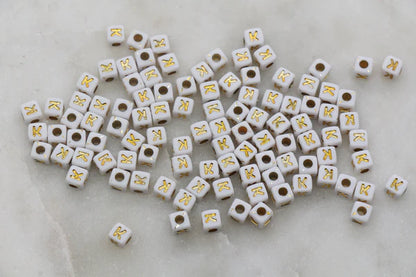 4.8mm Gold Square Letter Beads for Personalized Name Bracelets, Single Letter Beads A-Z