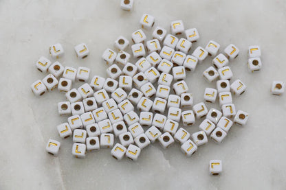 4.8mm Gold Square Letter Beads for Personalized Name Bracelets, Single Letter Beads A-Z