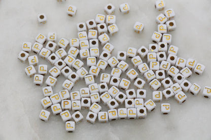 4.8mm Gold Square Letter Beads for Personalized Name Bracelets, Single Letter Beads A-Z