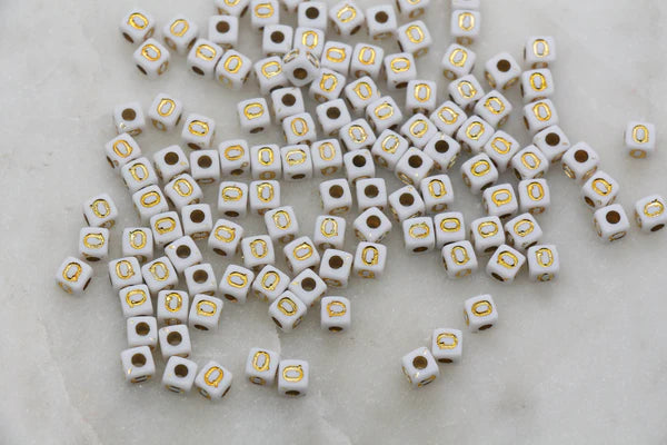 4.8mm Gold Square Letter Beads for Personalized Name Bracelets, Single Letter Beads A-Z
