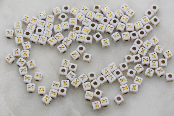 4.8mm Gold Square Letter Beads for Personalized Name Bracelets, Single Letter Beads A-Z