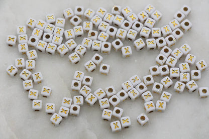 4.8mm Gold Square Letter Beads for Personalized Name Bracelets, Single Letter Beads A-Z