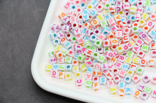 Multicolored Cube Alphabet Beads