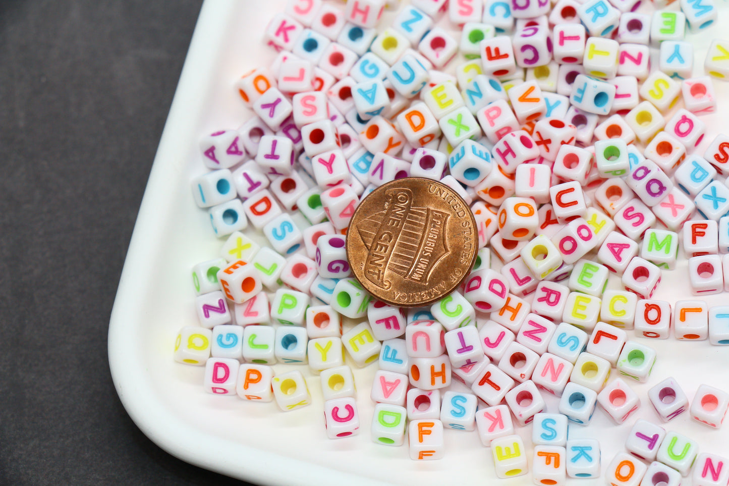 Multicolored Cube Alphabet Beads