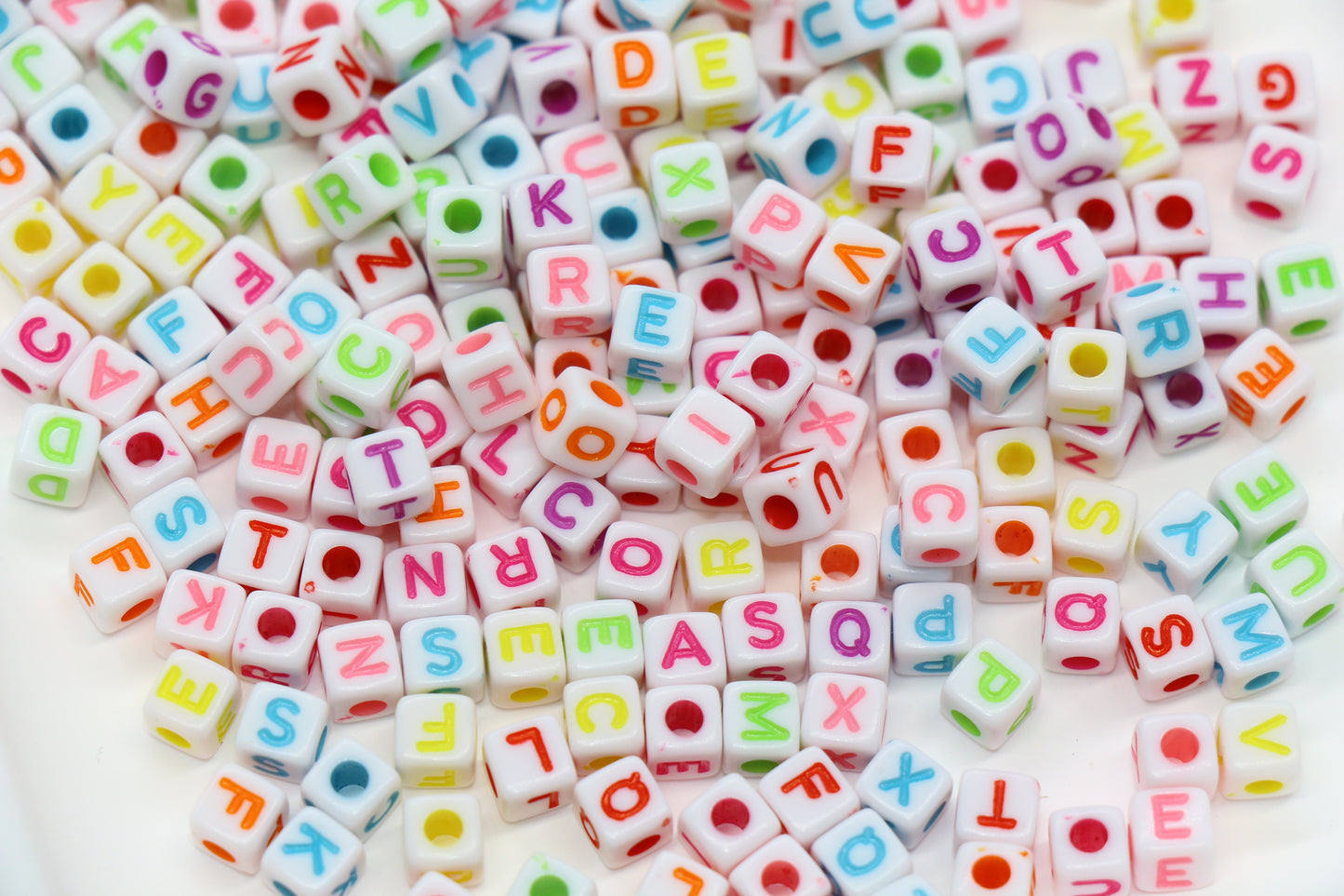 Multicolored Cube Alphabet Beads