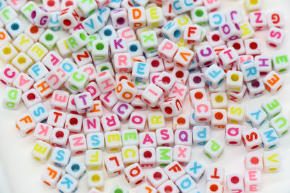 Multicolored Cube Alphabet Beads