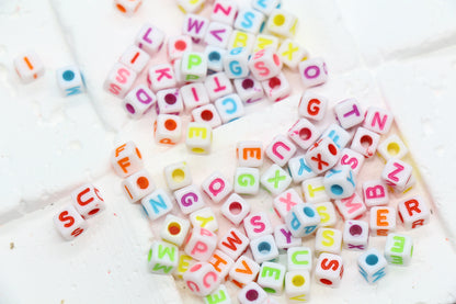 Multicolored Cube Alphabet Beads