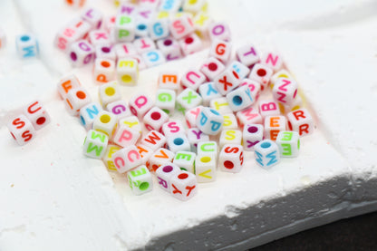 Multicolored Cube Alphabet Beads