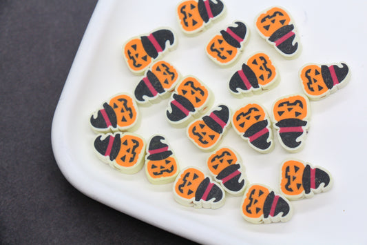 Pumpkin Beads with Witch Hat – Halloween Polymer Clay Jack-O’-Lantern Beads