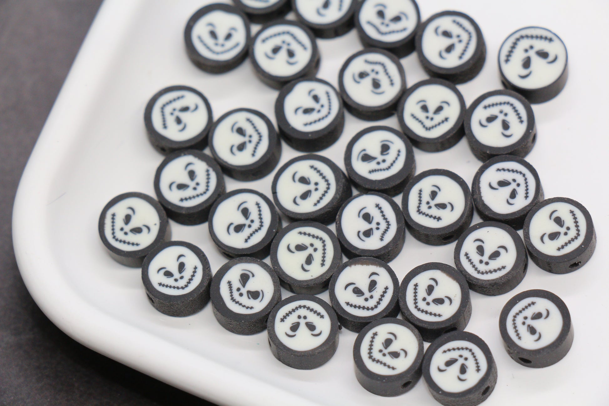 Jack Skellington polymer clay bead – Halloween face bead for DIY crafts