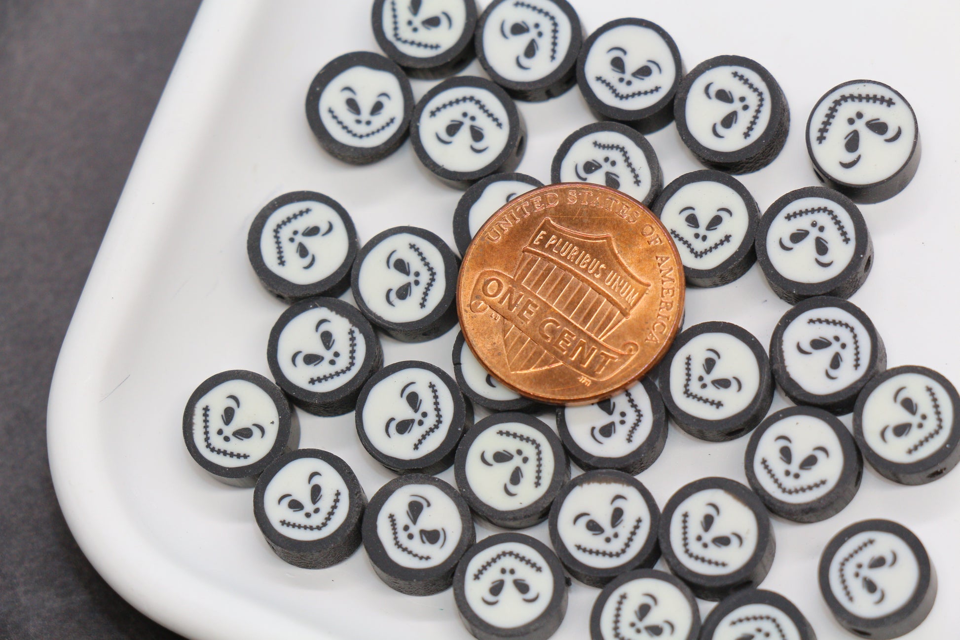 Jack Skellington polymer clay bead – Halloween face bead for DIY crafts