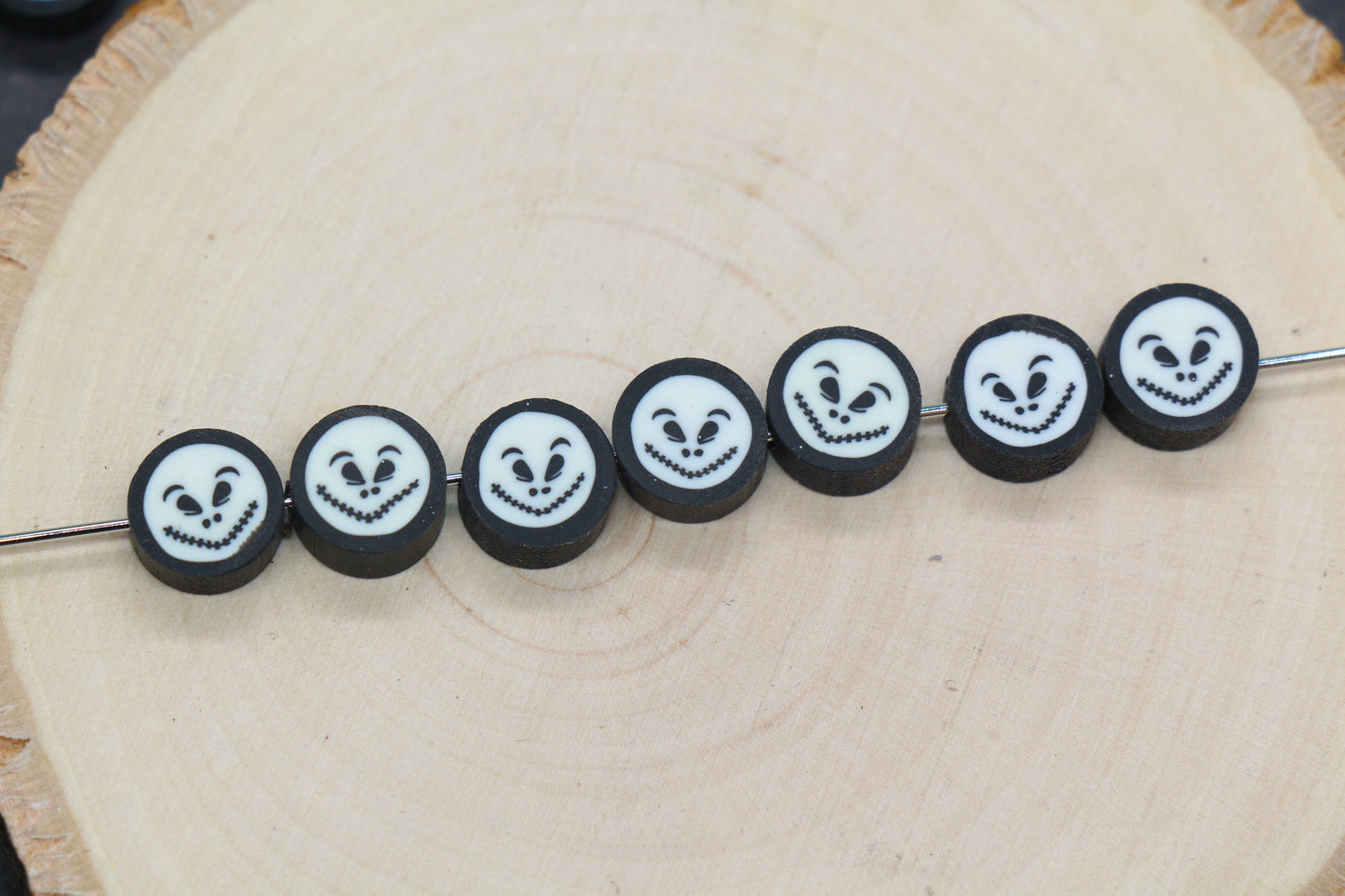 Jack Skellington polymer clay bead – Halloween face bead for DIY crafts