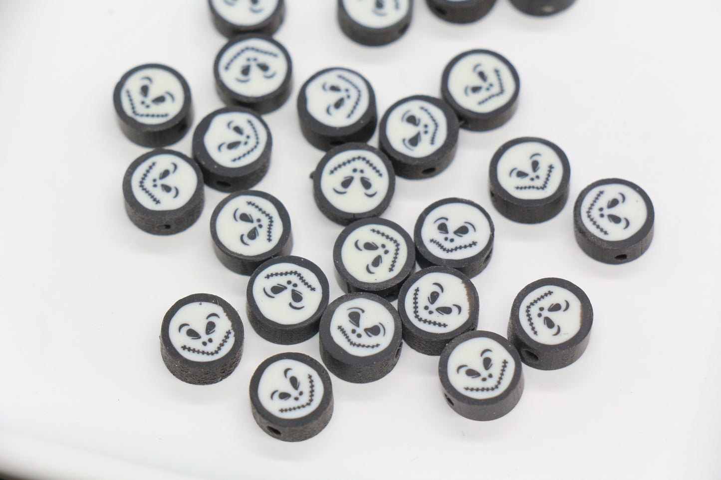 Jack Skellington polymer clay bead – Halloween face bead for DIY crafts