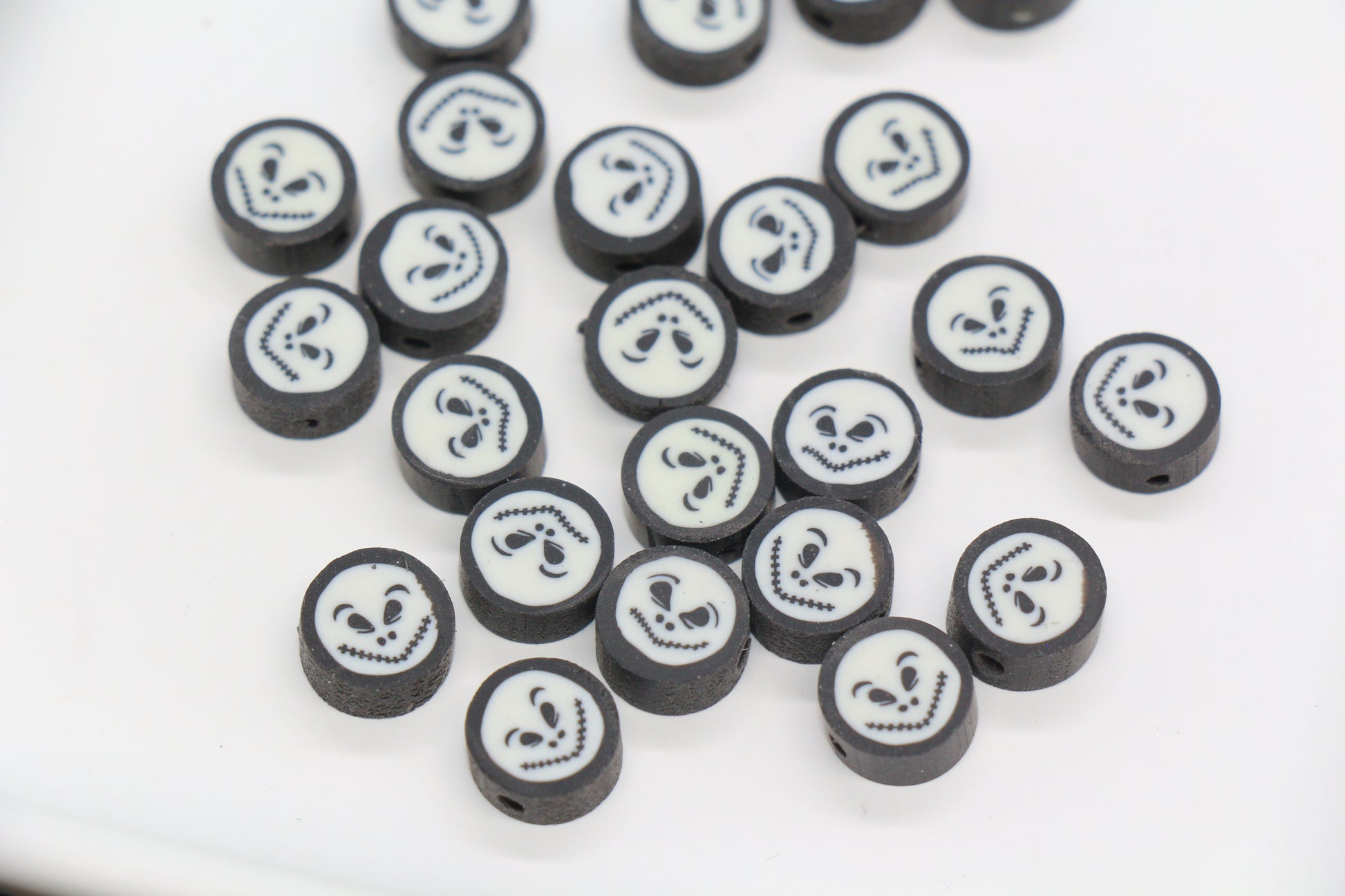 Jack Skellington polymer clay bead – Halloween face bead for DIY crafts