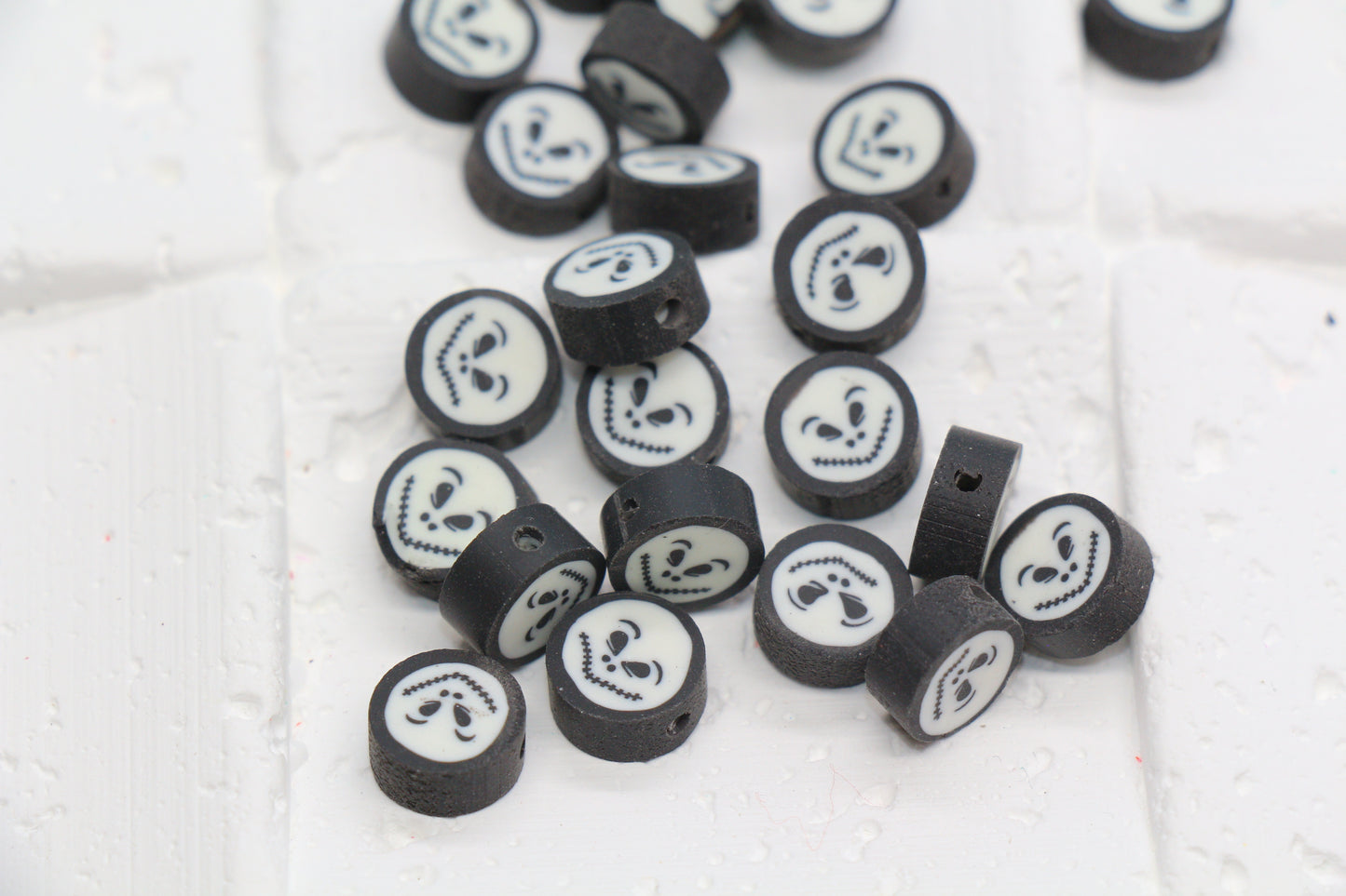 Jack Skellington polymer clay bead – Halloween face bead for DIY crafts