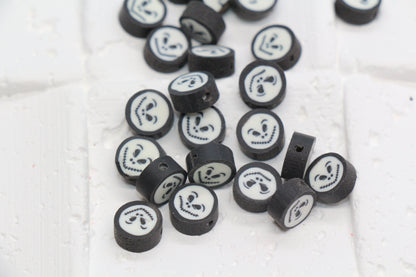 Jack Skellington polymer clay bead – Halloween face bead for DIY crafts