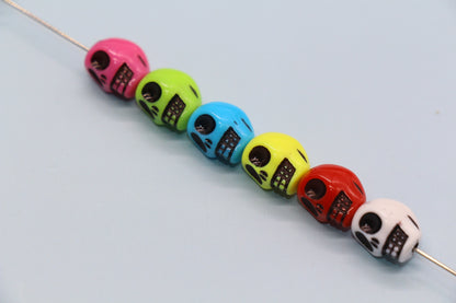 Multicolored Skull Beads, Plastic Skull Beads #1633
