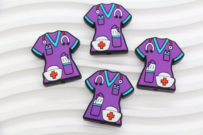 Nurse Scrub Silicone Beads with Medical Cross