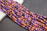 6mm Halloween Heishi Beads- Orange, Black & Purple Mix