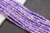 Purple and pink heishi polymer clay beads – striped flat disc beads for jewelry making