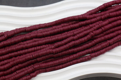 6mm Burgundy Heishi Polymer Clay Beads – Deep Wine Red Disc Spacer Beads for Jewelry Making