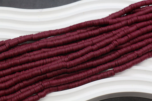 6mm Burgundy Heishi Polymer Clay Beads – Deep Wine Red Disc Spacer Beads for Jewelry Making