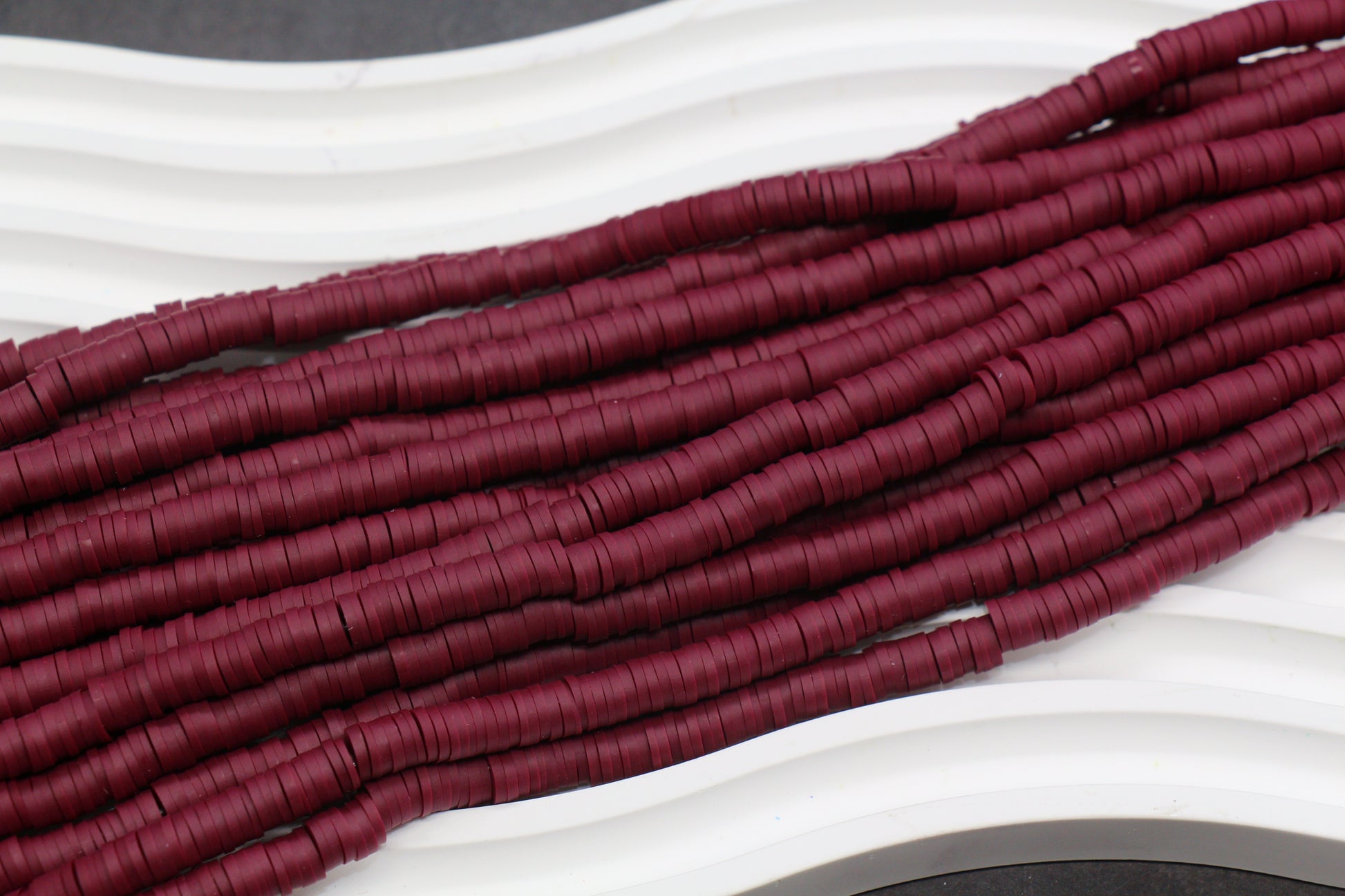 6mm Burgundy Heishi Polymer Clay Beads – Deep Wine Red Disc Spacer Beads for Jewelry Making