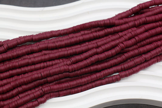 6mm Burgundy Heishi Polymer Clay Beads – Deep Wine Red Disc Spacer Beads for Jewelry Making