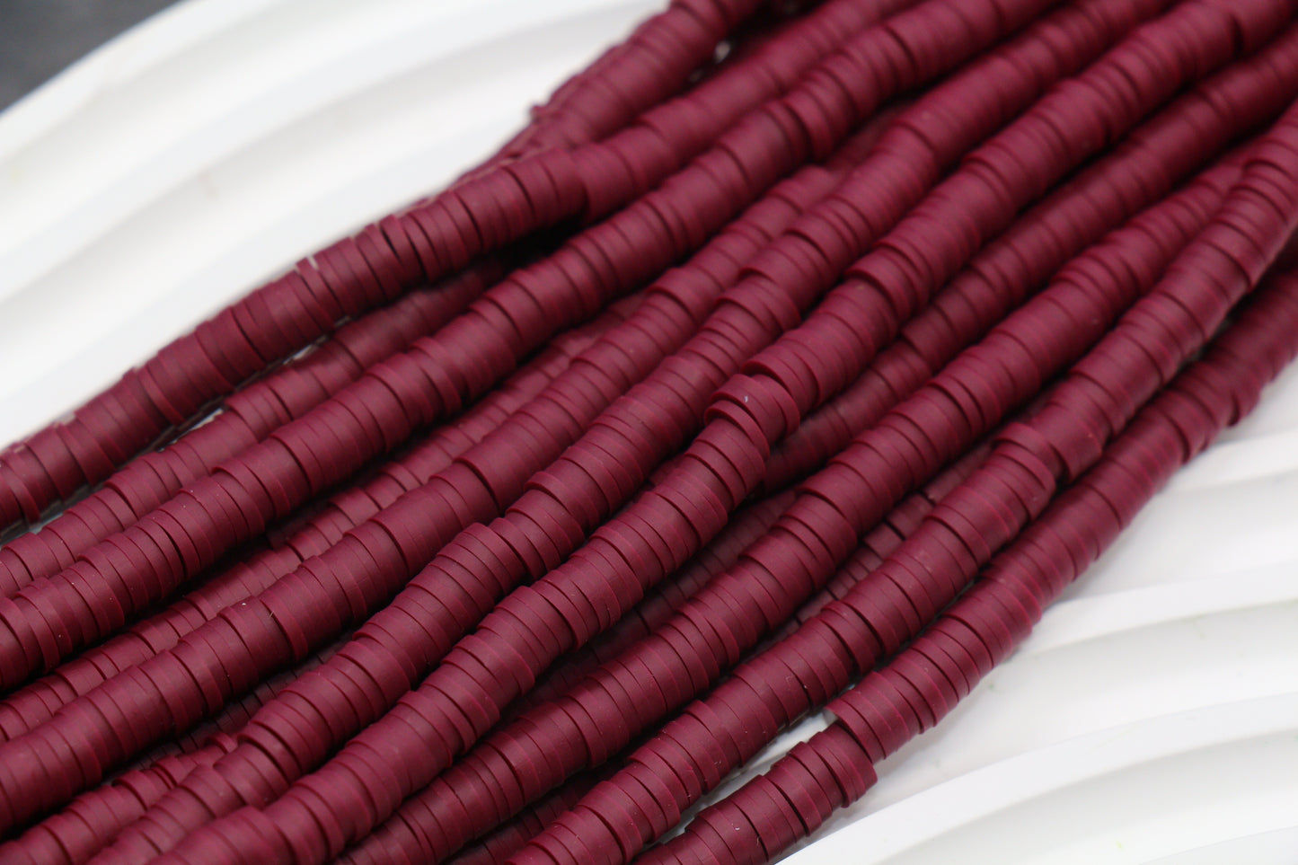 6mm Burgundy Heishi Polymer Clay Beads – Deep Wine Red Disc Spacer Beads for Jewelry Making