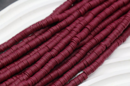6mm Burgundy Heishi Polymer Clay Beads – Deep Wine Red Disc Spacer Beads for Jewelry Making