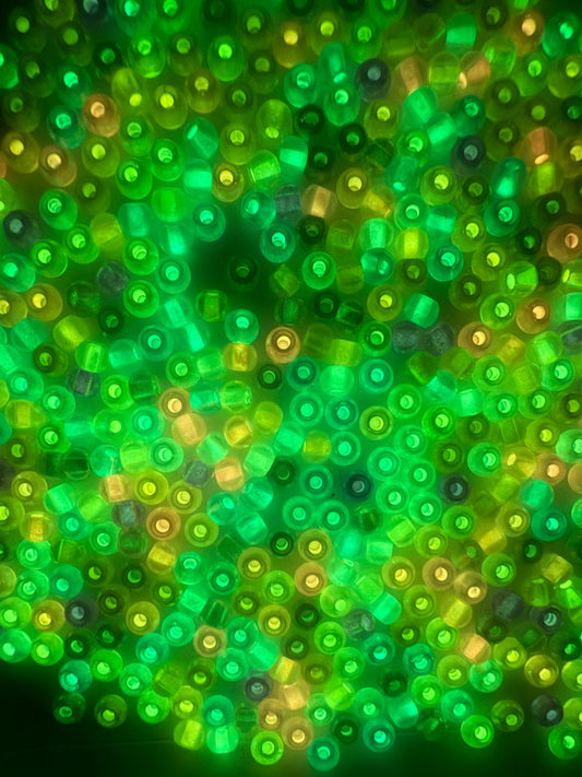 Iridescent Glow in the Dark Glass Seed Beads Mixed Color #1109