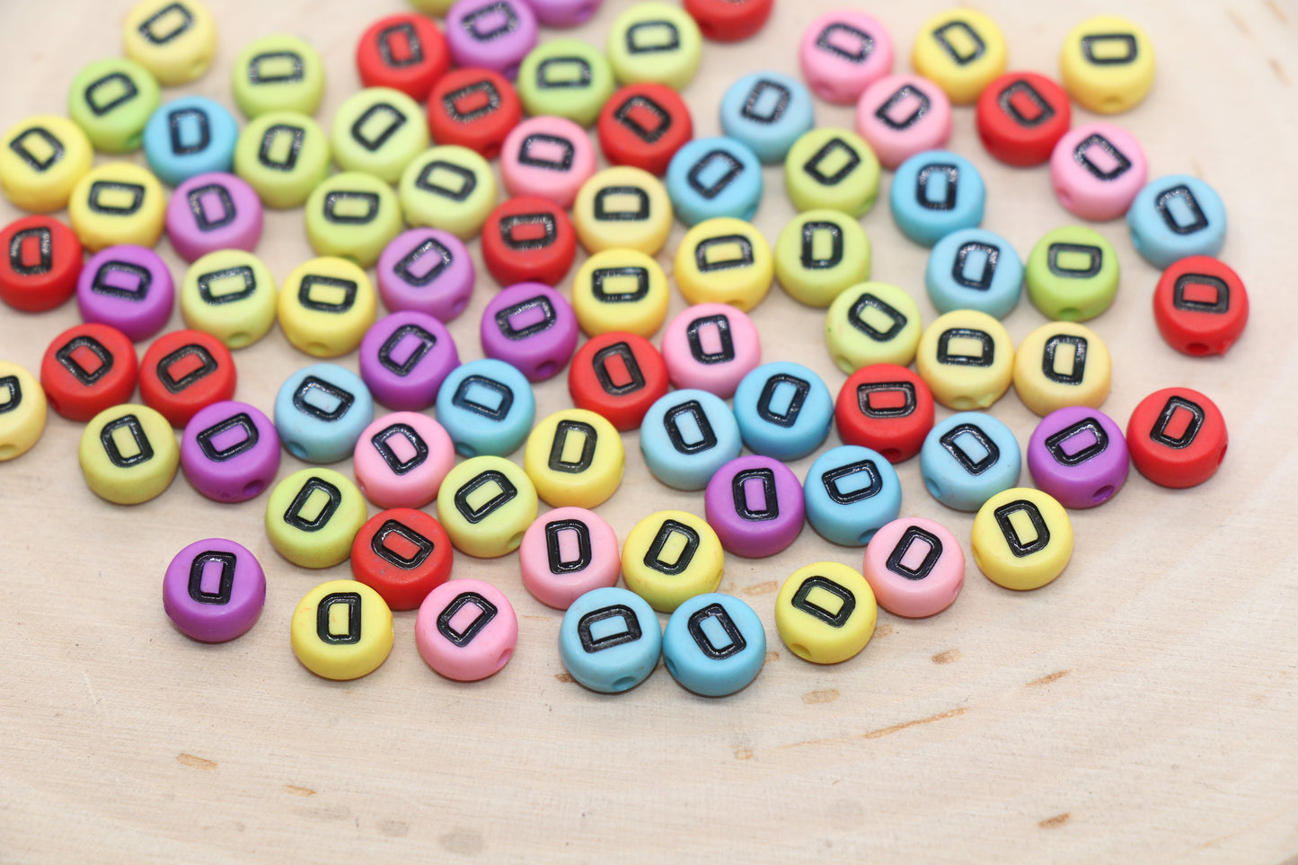 Mix Color Alphabet Letter Beads, Flat Round Letter A-Z Beads