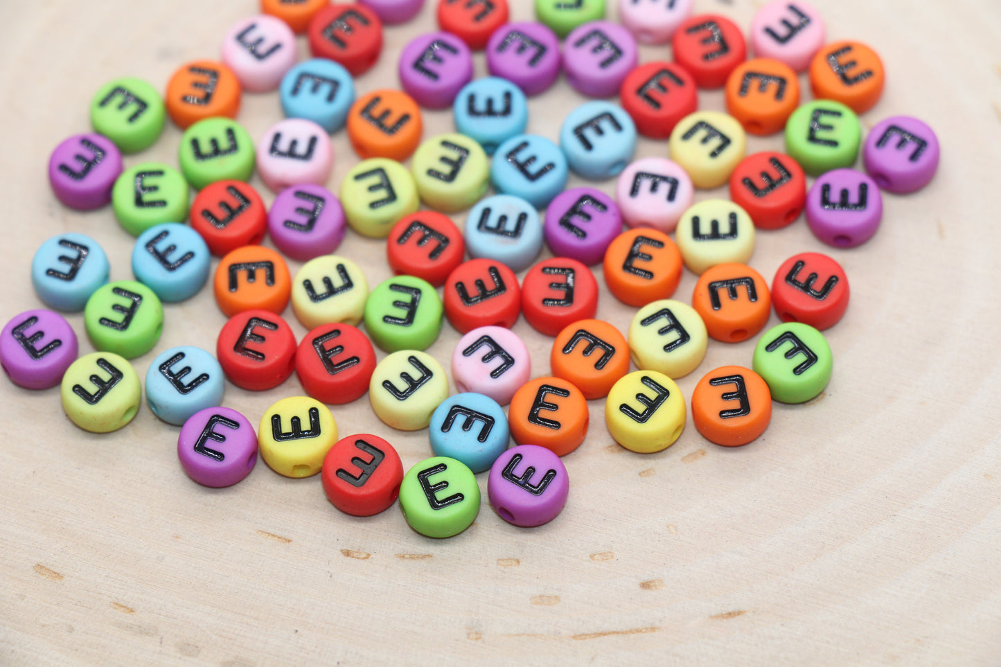 Mix Color Alphabet Letter Beads, Flat Round Letter A-Z Beads