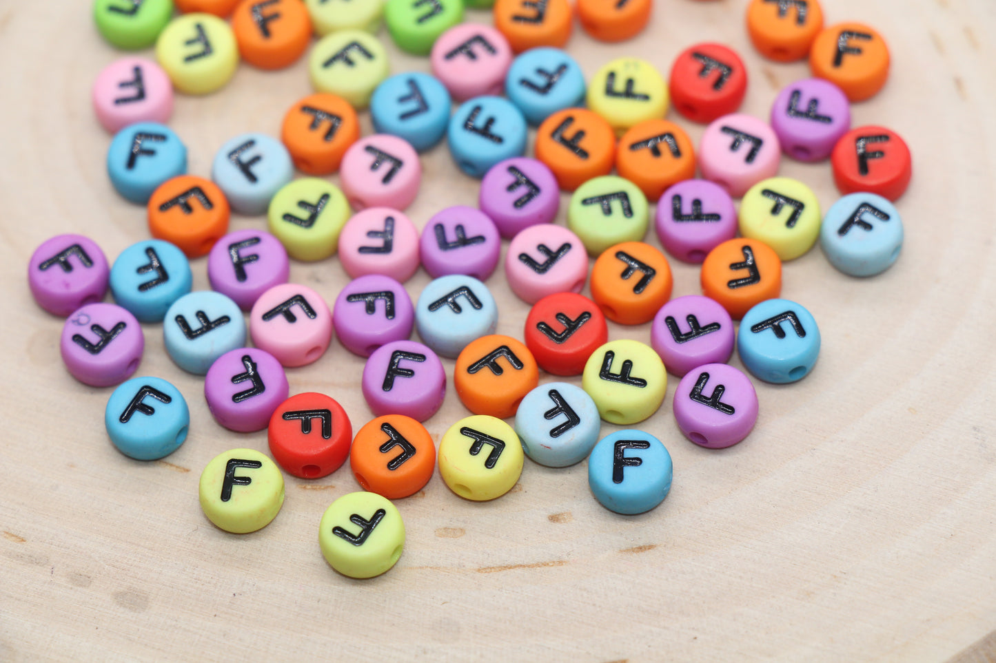 Mix Color Alphabet Letter Beads, Flat Round Letter A-Z Beads