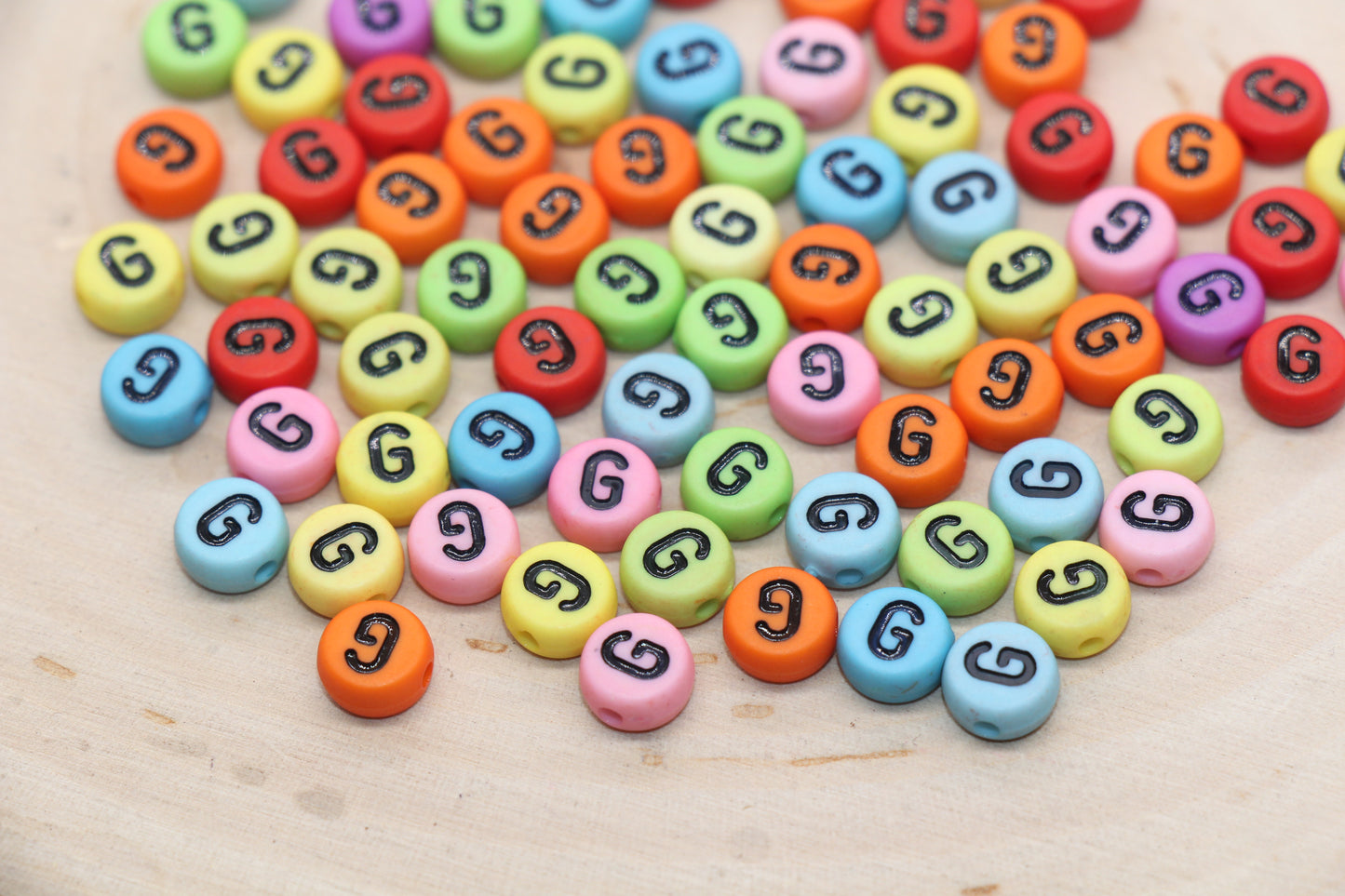 Mix Color Alphabet Letter Beads, Flat Round Letter A-Z Beads