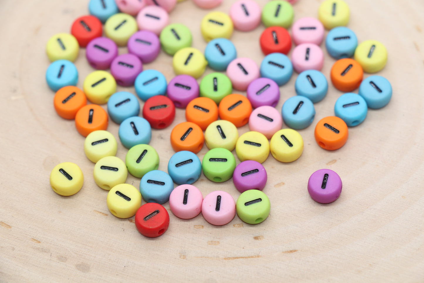 Mix Color Alphabet Letter Beads, Flat Round Letter A-Z Beads