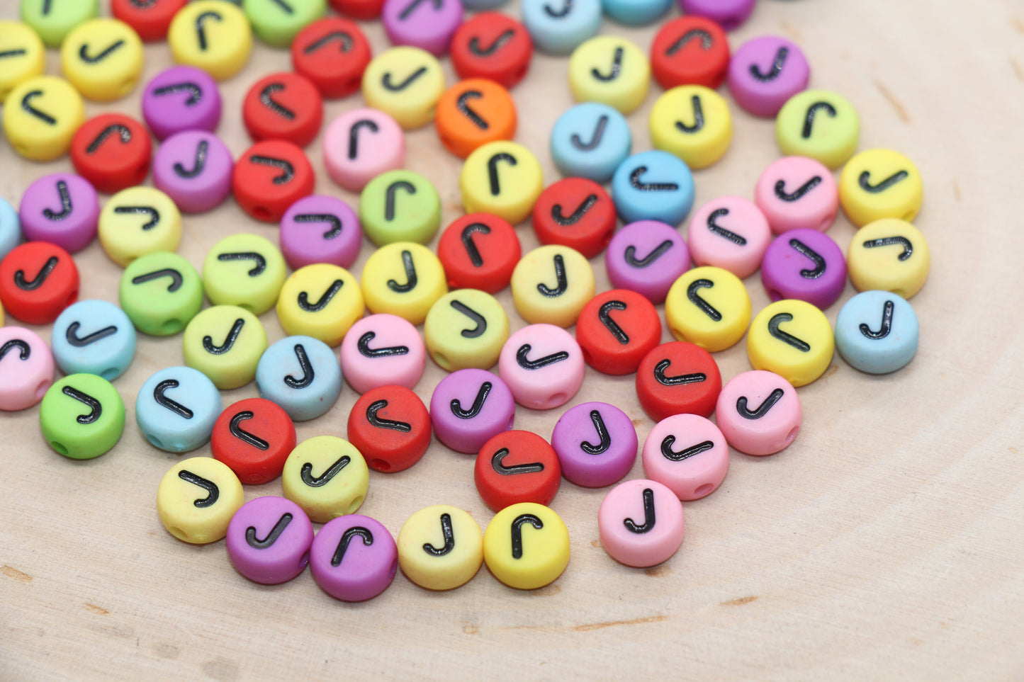 Mix Color Alphabet Letter Beads, Flat Round Letter A-Z Beads