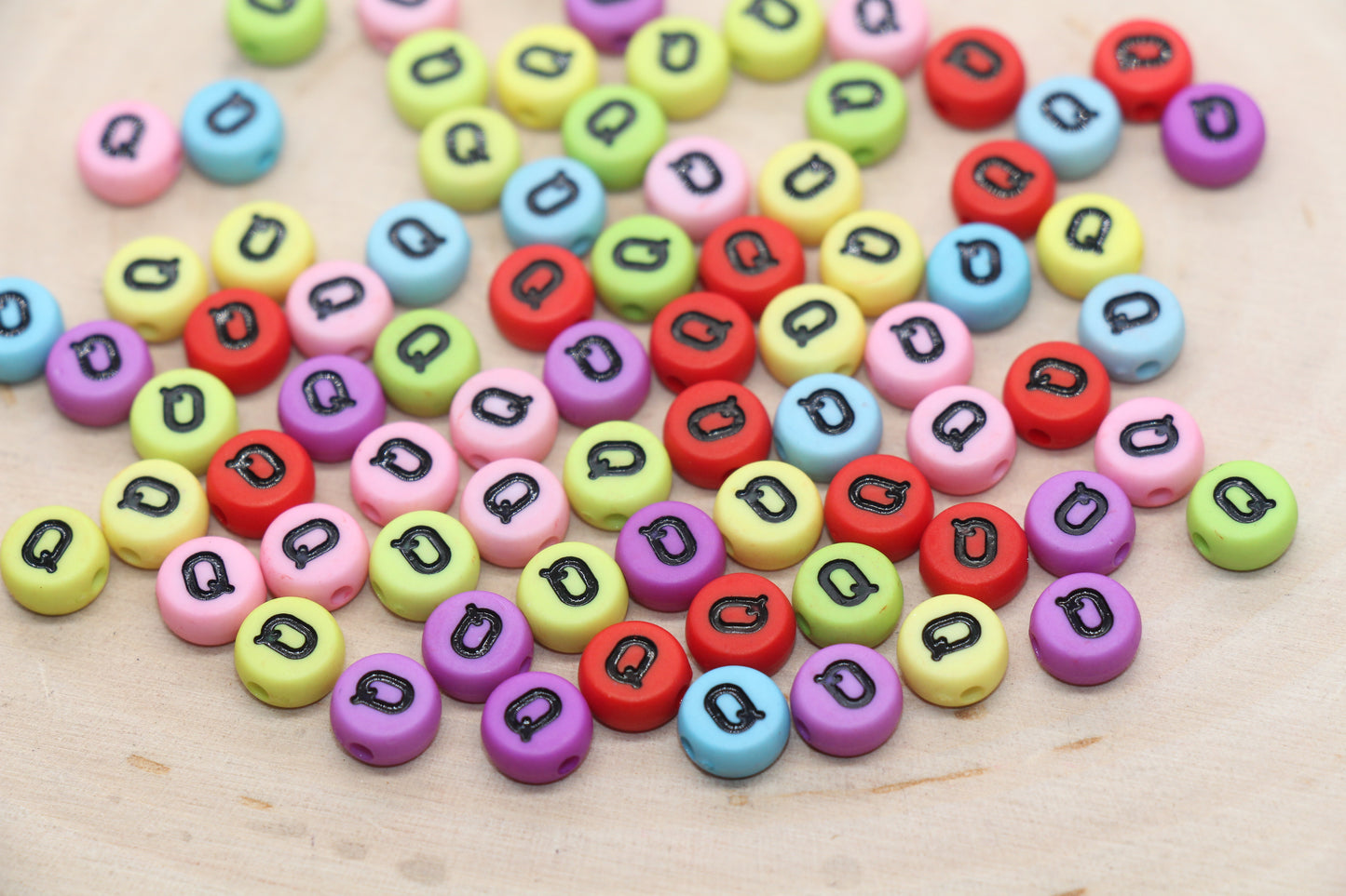 Mix Color Alphabet Letter Beads, Flat Round Letter A-Z Beads