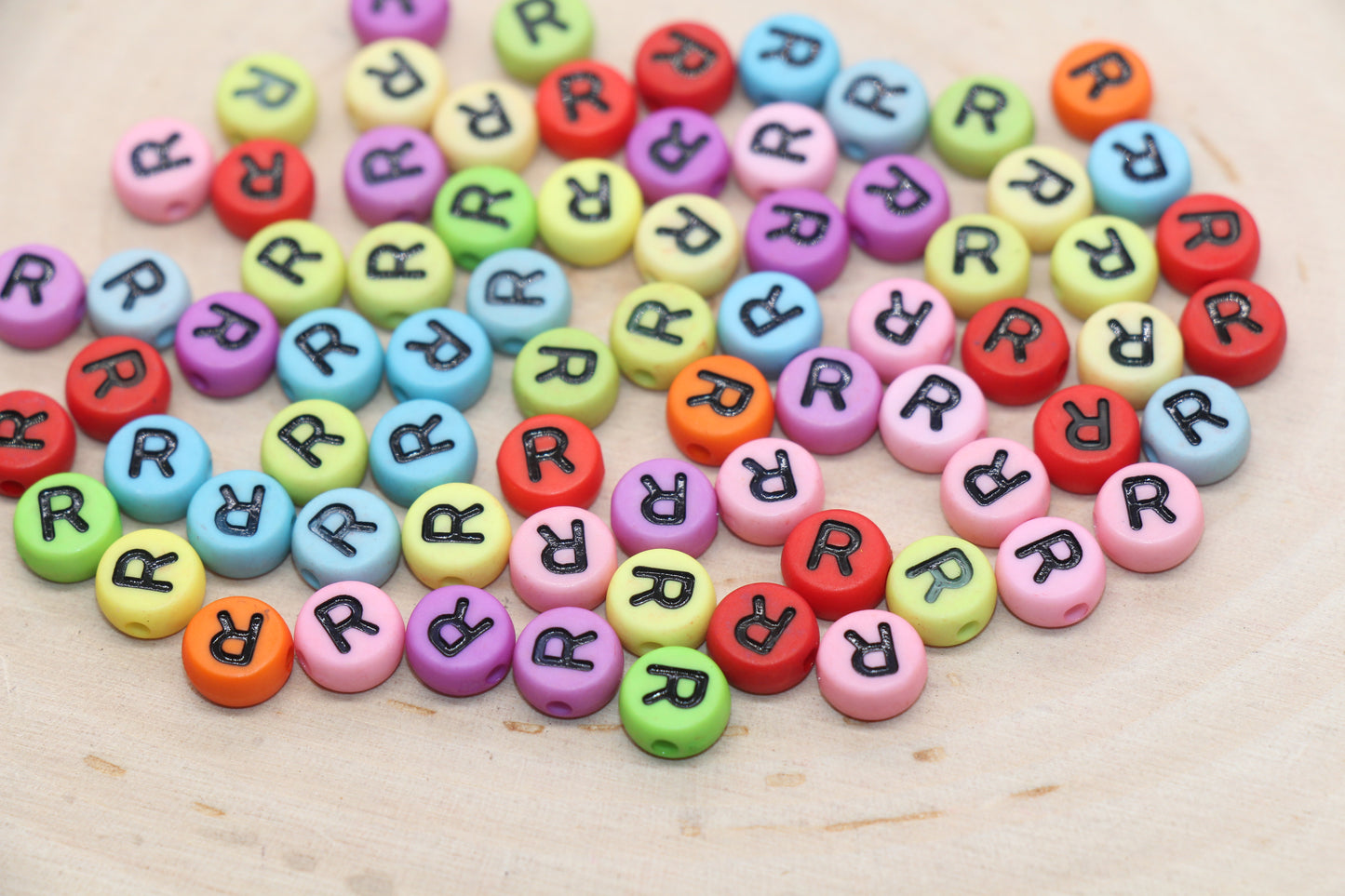 Mix Color Alphabet Letter Beads, Flat Round Letter A-Z Beads