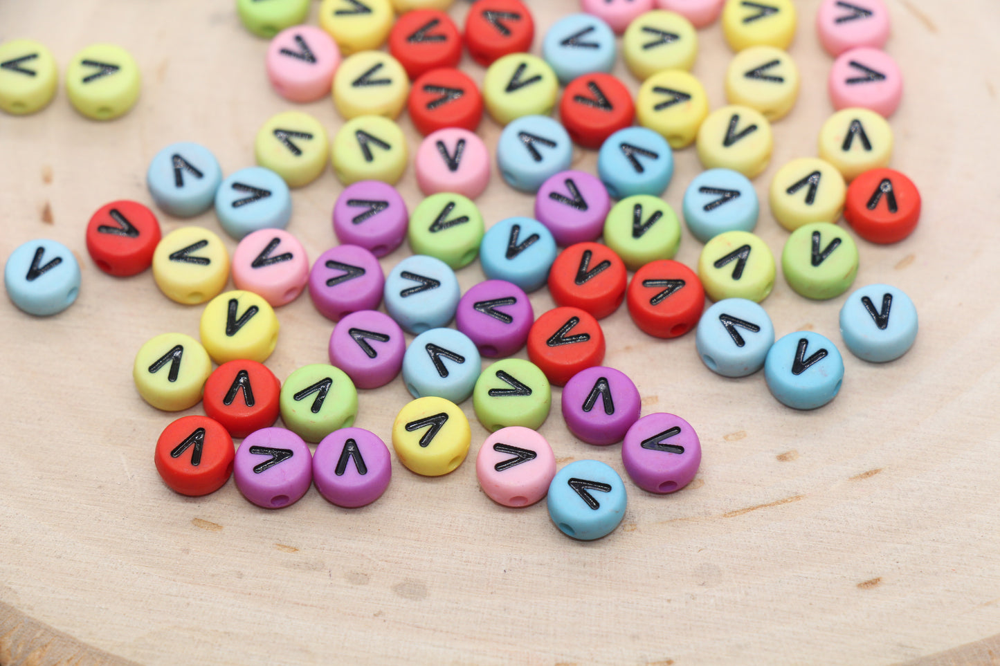 Mix Color Alphabet Letter Beads, Flat Round Letter A-Z Beads