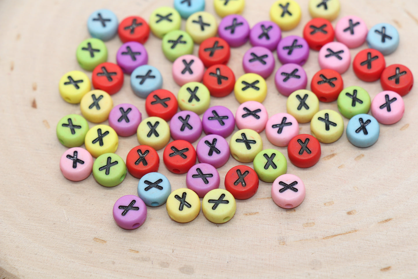 Mix Color Alphabet Letter Beads, Flat Round Letter A-Z Beads