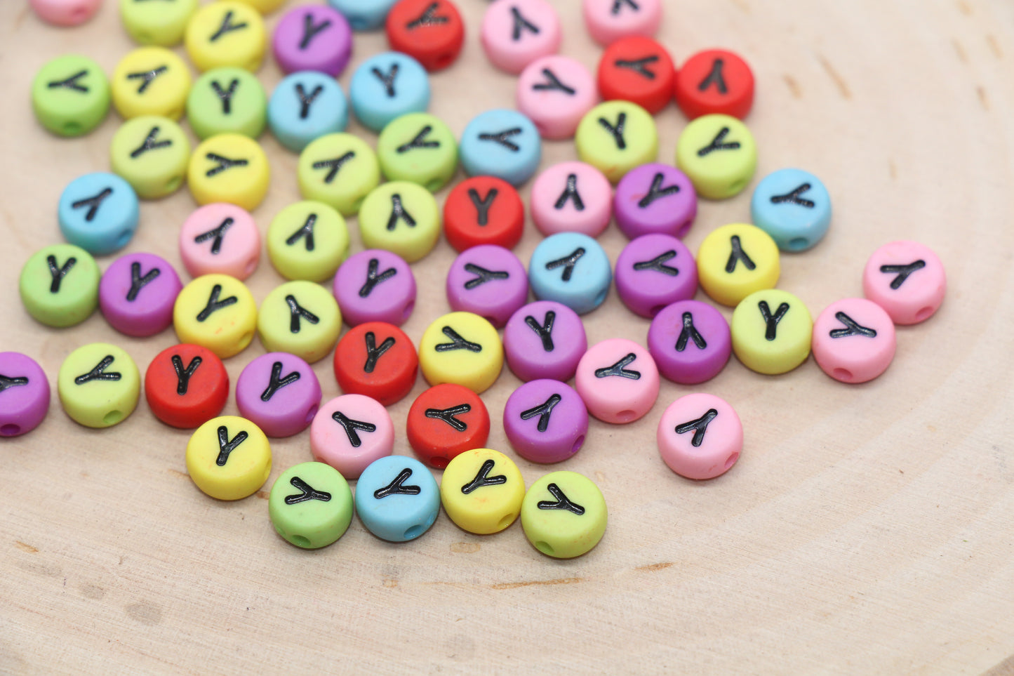 Mix Color Alphabet Letter Beads, Flat Round Letter A-Z Beads