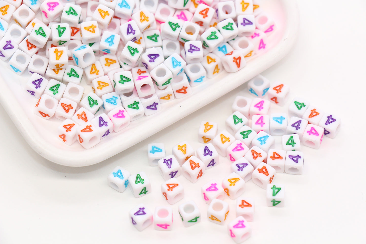 6mm Cube Number Beads, Individual Number Beads