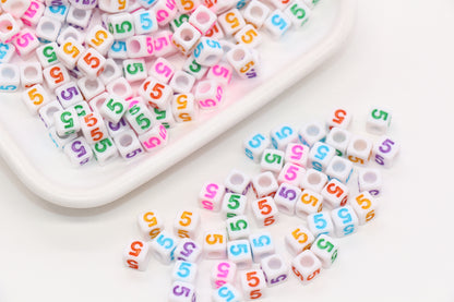 6mm Cube Number Beads, Individual Number Beads