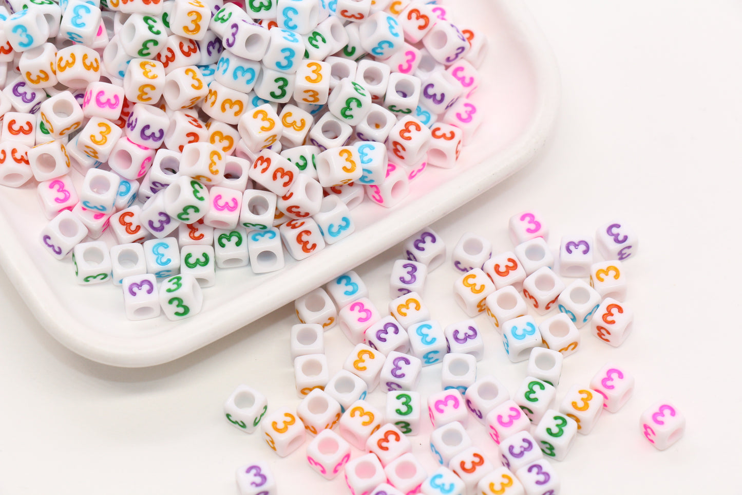 6mm Cube Number Beads, Individual Number Beads