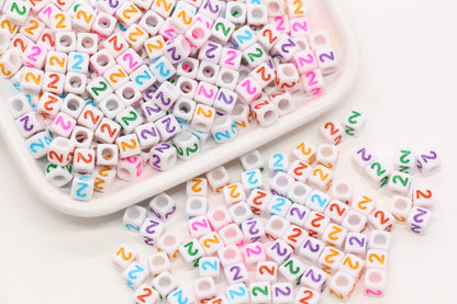 6mm Cube Number Beads, Individual Number Beads