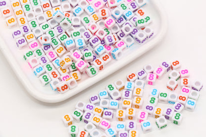 6mm Cube Number Beads, Individual Number Beads