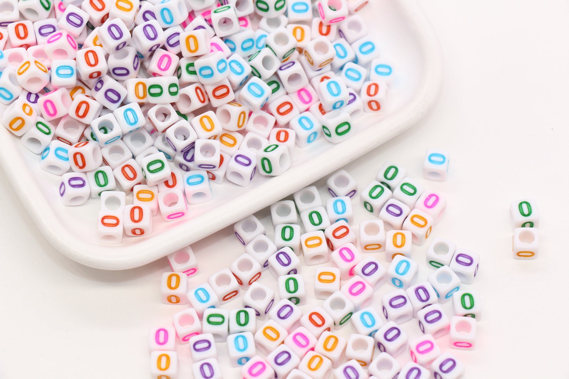 6mm Cube Number Beads, Individual Number Beads