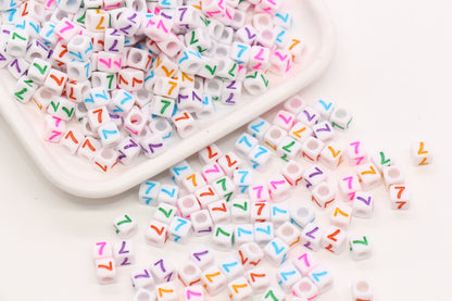 6mm Cube Number Beads, Individual Number Beads